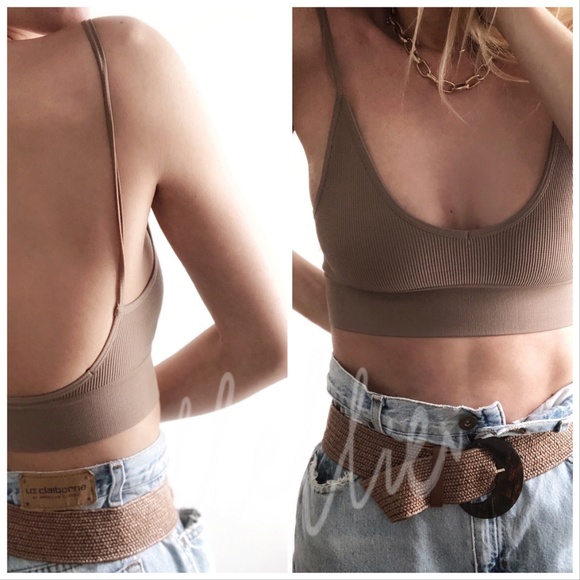 Low Back Bralette in NUDE TAN crop top - Picture 5 of 8